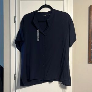 Navy short sleeve blouse